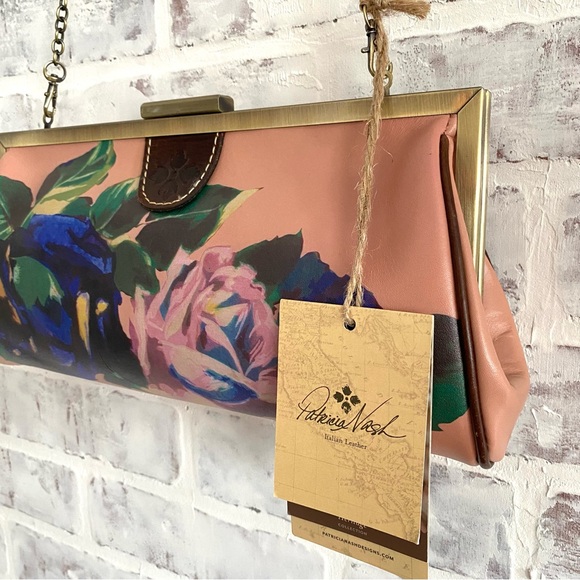 Patricia Nash • Athena Winter Bloom Multi Floral Italian Leather • Clutch Bag - Picture 7 of 11